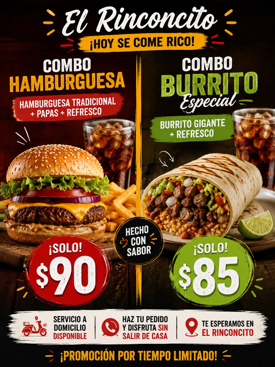 Combo hamburguesa , combo burrito..